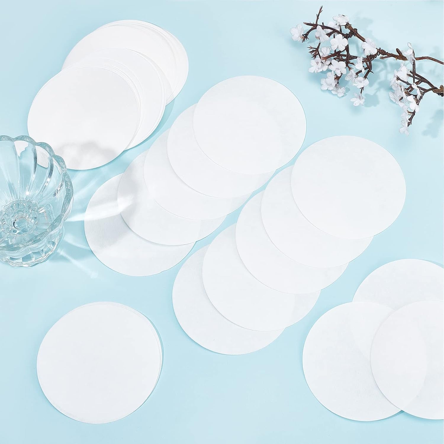50Pcs Synthetic Filter Discs 90 MM Laboratory Quantitative Ashless Filter Paper Medium Speed Wide Mouth Size Funnel Filters Paper for a Buchner Funnel, Mushroom Cultivation