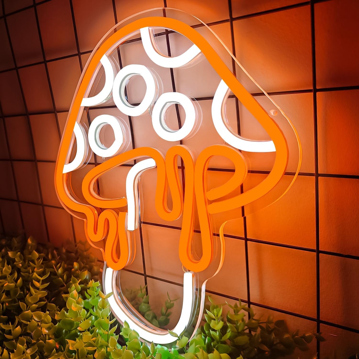 Mushroom Neon Sign Dimmable Led Cute Night Light 3D Wall Art Mushroom Neon Signs for Game Room Bedroom Decor Holiday Gift for Children Kids Girl