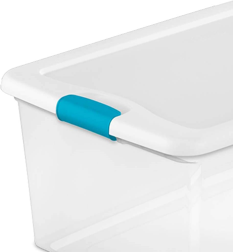 Storage Solution with 106 Quart Clear Tote W/Latching Lid, 4 Pack, and 66 Quart Clear Tote W/Latching Lid, 6 Pack