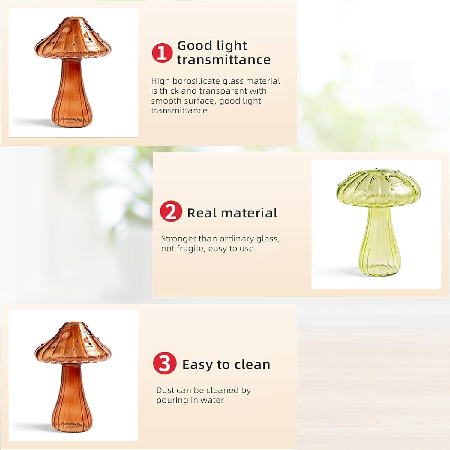 Mushroom Propagation Vase, Delicate Flower Vase Cottagecore Room Decor Hydroponic Bud Vase Unique Glass Vase for Home Kitchen Office Decorations