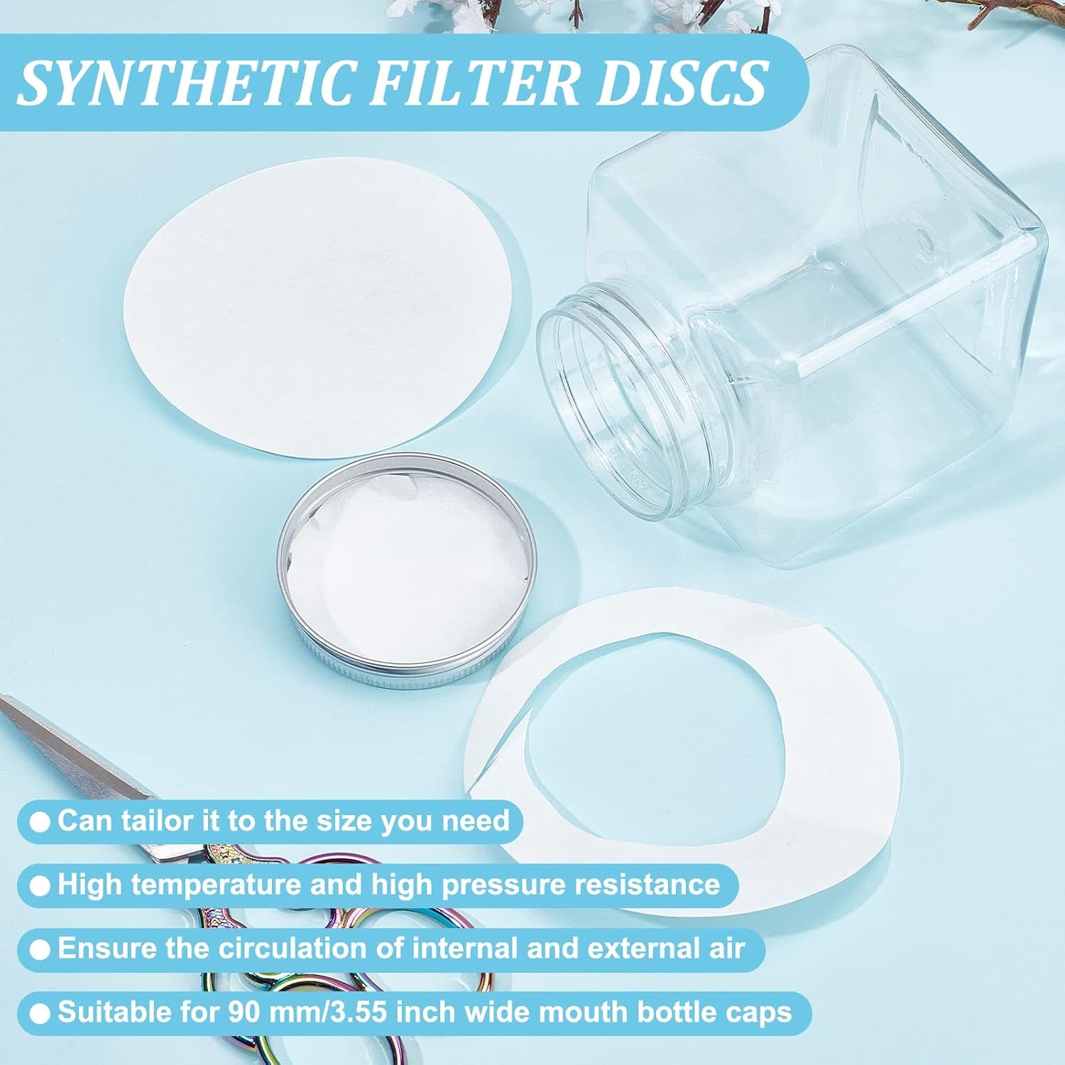 50Pcs Synthetic Filter Discs 90 MM Laboratory Quantitative Ashless Filter Paper Medium Speed Wide Mouth Size Funnel Filters Paper for a Buchner Funnel, Mushroom Cultivation