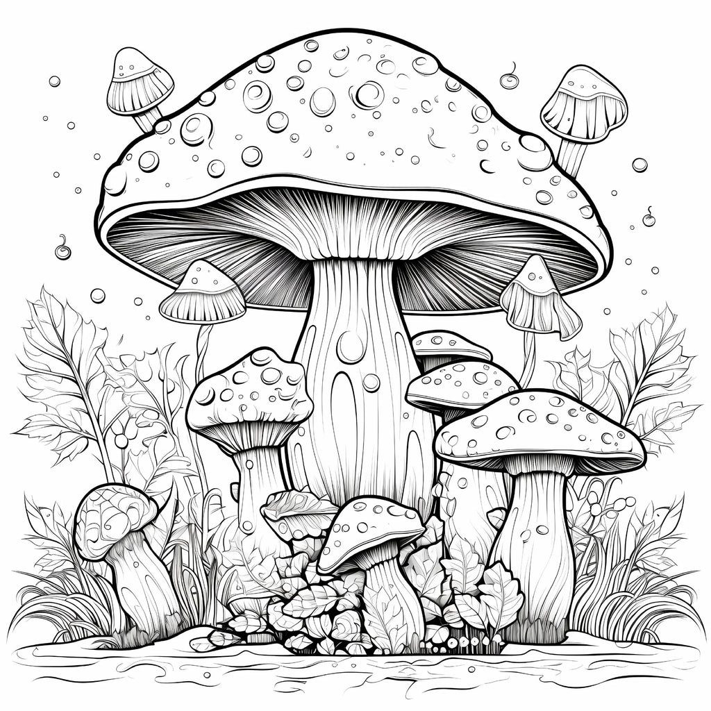 Whimsical Tree House Adult Picture Book Enchanting Mushroom Home Micro World Sketches Perfect Pencil Coloring Book