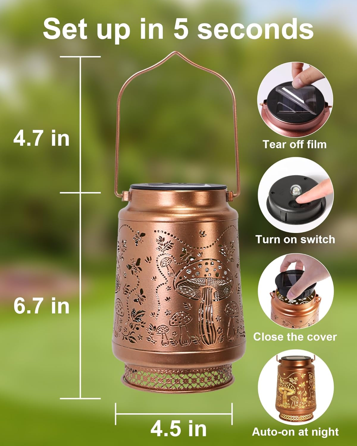 Mushroom Gifts for Women Mushroom Decor Solar Lantern Birthday Gifts Mothers Day Gifts for Mom Grandma Sister Friend Garden Decor Metal Solar Lights outside Decor for Backyard Patio Porch Lawn Pathway