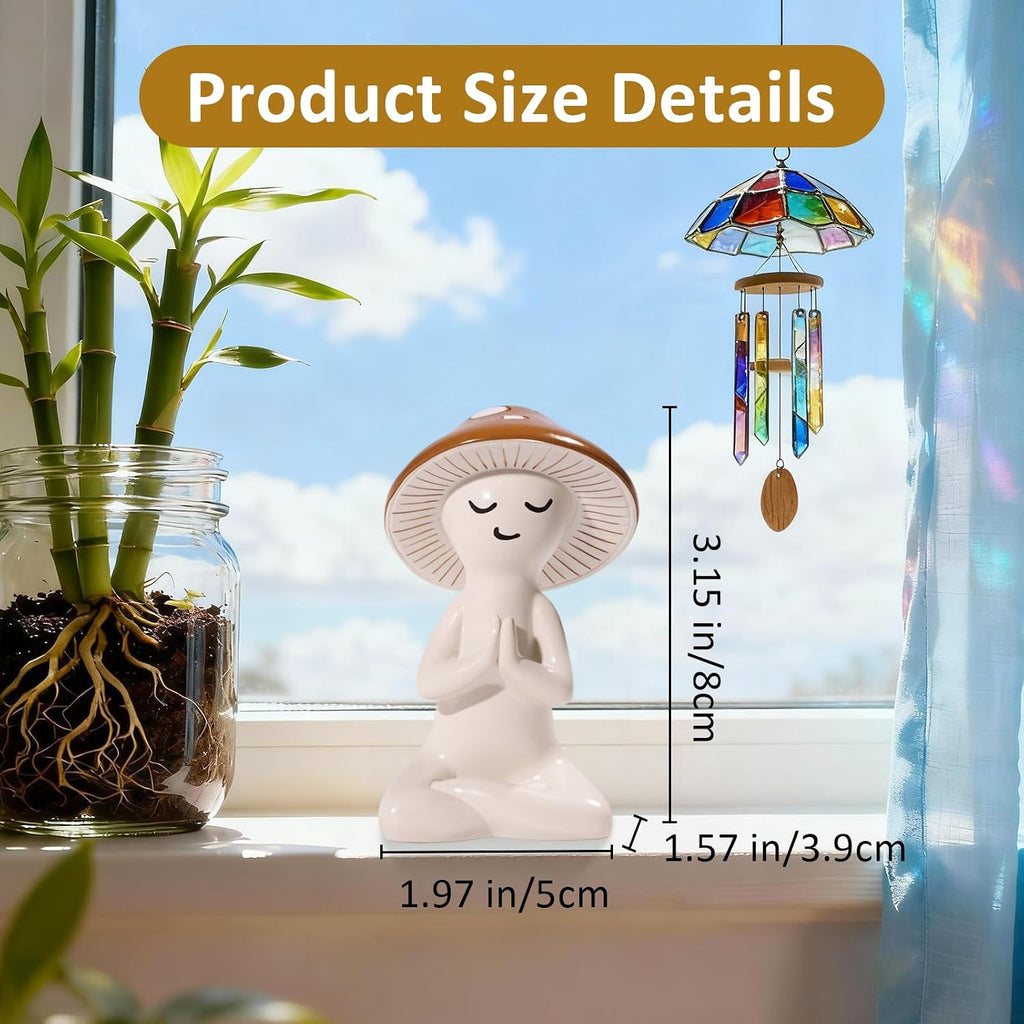 3 PCS Meditation Mushroom Statue - Cute Mushroom Decorations Figurines Mushroom Decor Statue Resin Figurine for Cute Room Decor Mushroom Figurines for Tabletop Garden Bathroom Backyard Shelf Decor