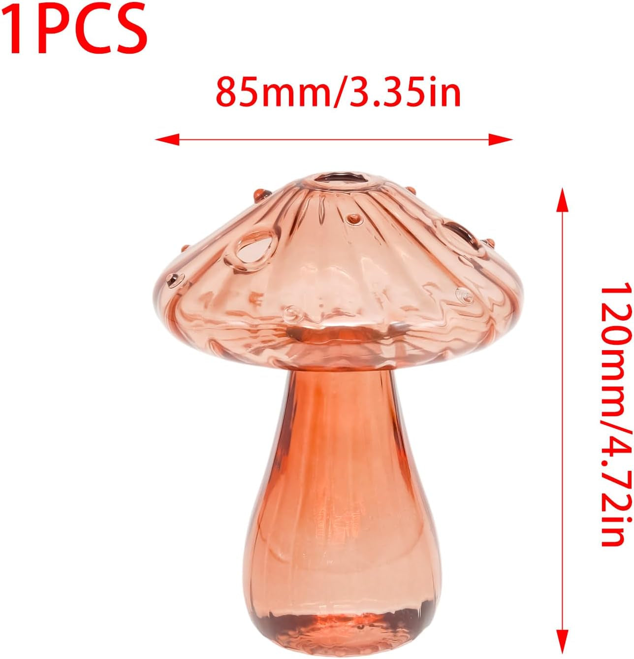 4.7" Brown Mushroom Vase Glass Decorative Mushroom Planter Propagation Station Small Flower Vase for Office Home Decor