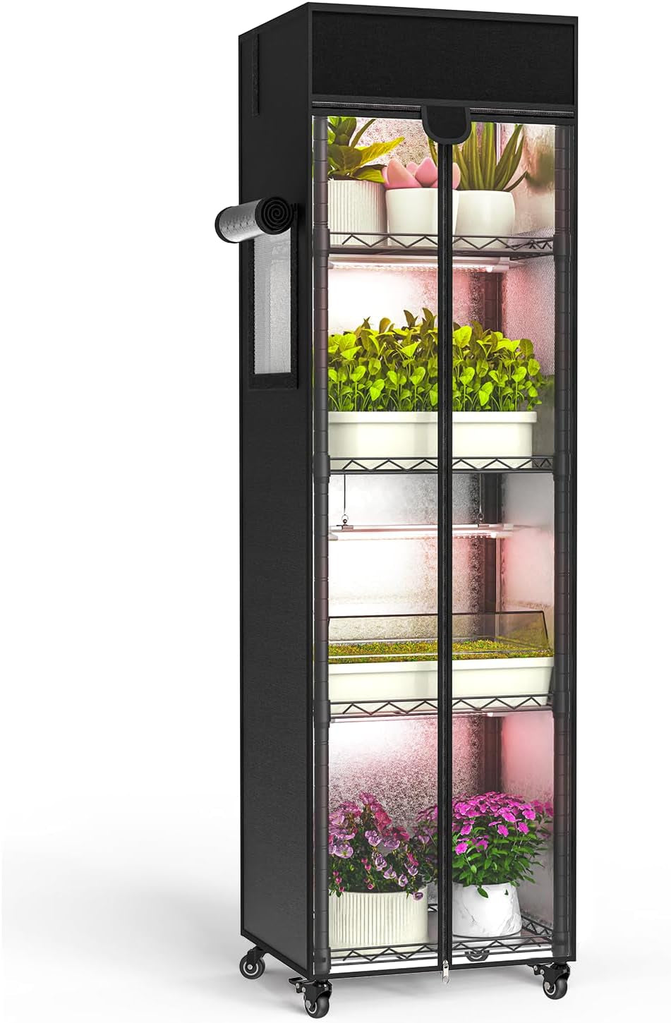 Indoor Greenhouse with Grow Light, 15.7" L×11.8" W×62.3" H with 48W