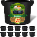 10-Pack 3 Gallon Grow Bags, 300G Thickened Fabric Grow Bags with Handles, Heavy Duty Aeration Plant Grow Bags for Outdoor & Indoor Use