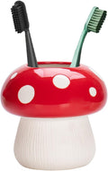 Mushroom Toothbrush Holder ， Cute Toothbrush Holder，Best Mushroom Kitchen Decor and Mushroom Bathroom Decor(Red)