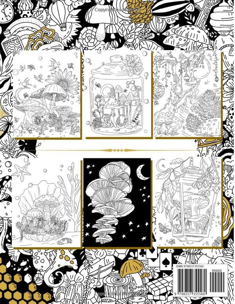 Mushroom Coloring Book for Anxiety Relief: Whimsical Fungi for Adult Relaxation