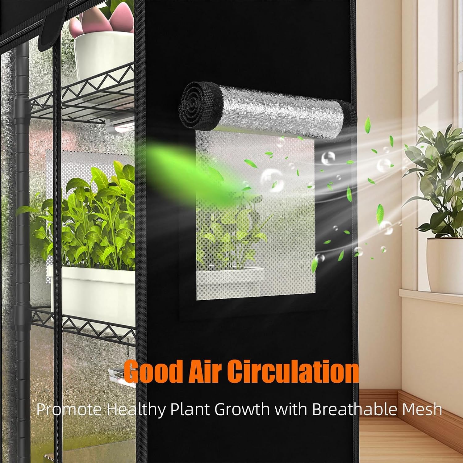 Indoor Greenhouse with Grow Light, 15.7" L×11.8" W×62.3" H with 48W