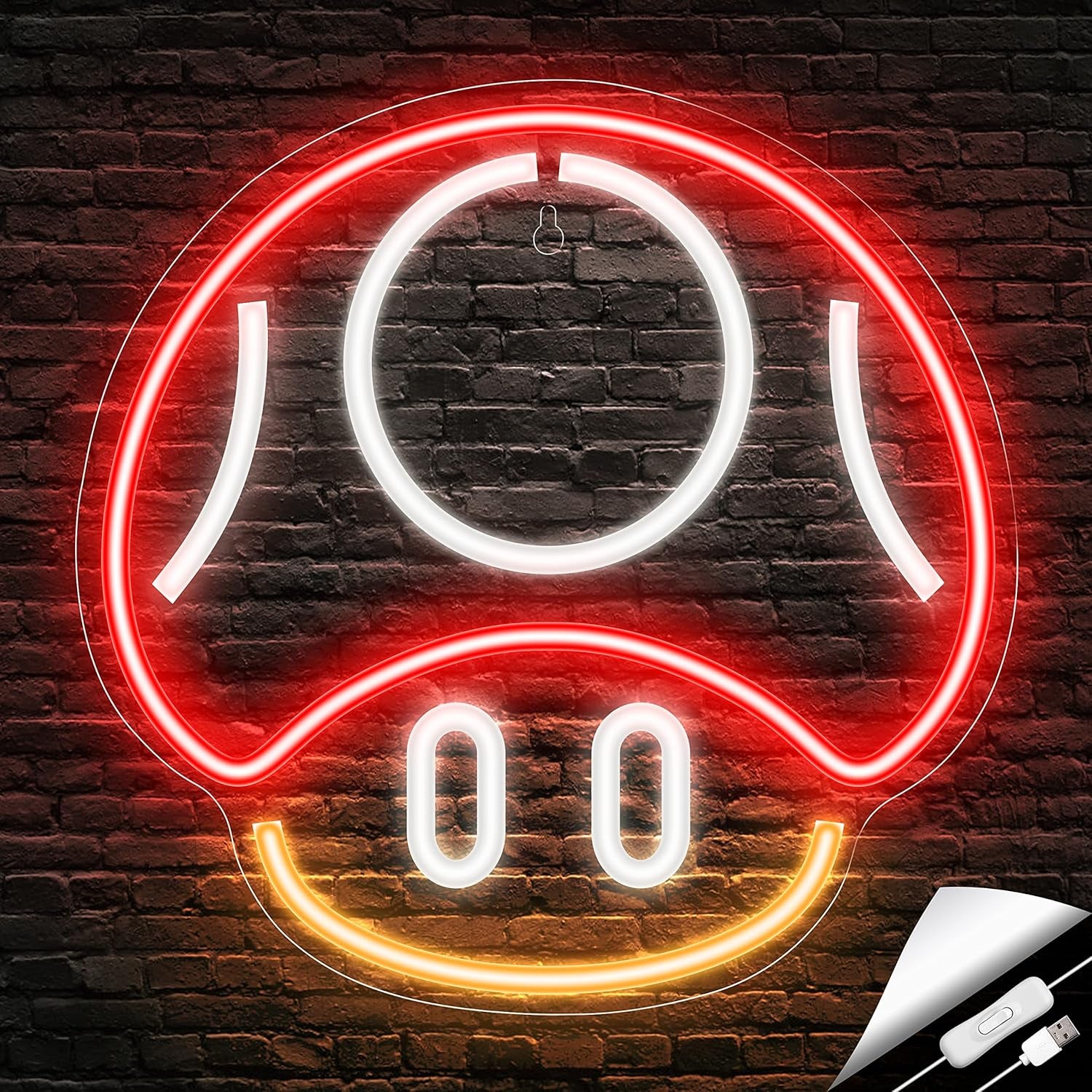 Gaming Neon Sign, Mushroom Neon Sign for Game Room Decor, Man Cave, Kids Room - Gaming Mushroom Wall Decor - Gamer Gifts for Boys, Kids (Red)