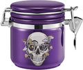 Mushroom Skull Stash Jar Half Oz (250Ml), Odor Smell Proof Jar Airtight Container Keep Herbs Fresh Storage, Mushroom Skull Bowl Bottle Holder - Goth Skull Decor Gothic Mushroom Skull Gifts - Purple