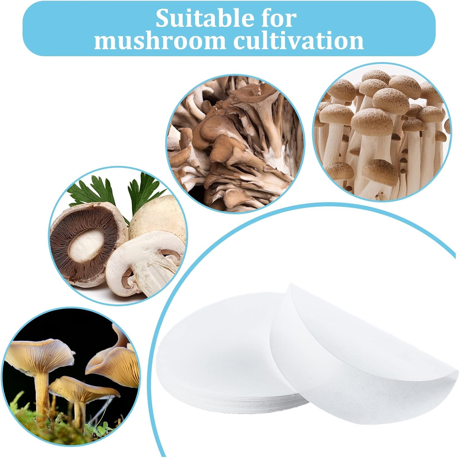 50Pcs Synthetic Filter Discs 90 MM Laboratory Quantitative Ashless Filter Paper Medium Speed Wide Mouth Size Funnel Filters Paper for a Buchner Funnel, Mushroom Cultivation
