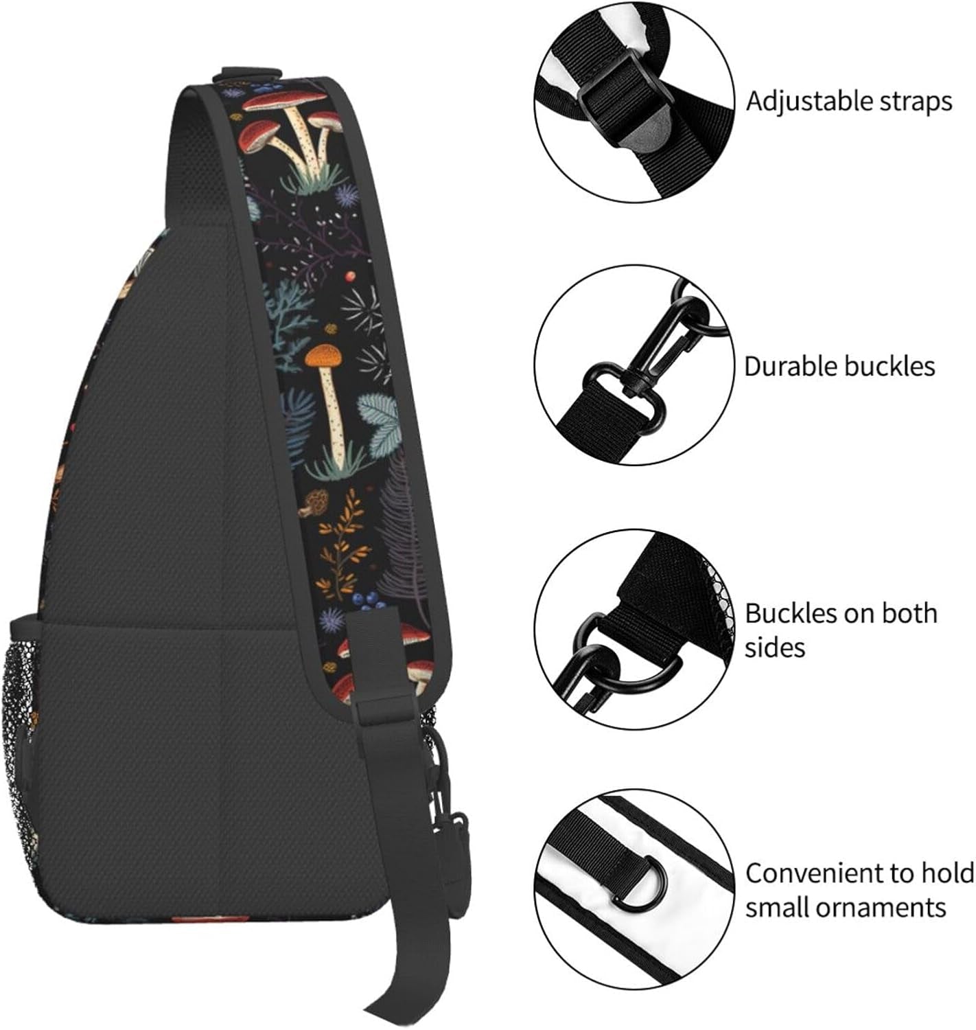 Mushroom Gifts Mushroom Backpack Crossbody Bag Sling Bag for Women Men Travel Hiking Daypack Chest Shoulder