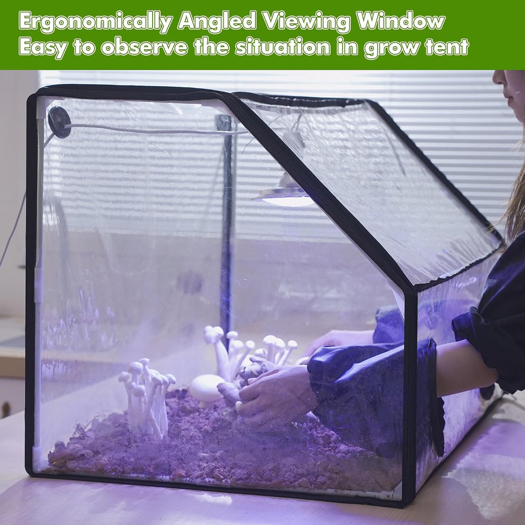 Mushroom Grow Tent and LED Growing Light Kit, 30 X 20 X 20 Inch Portable Large Still Air Box, Mycology Mushroom Growing Kit, Indoor Propagation Stations with 48 LED Mushroom Grow Lamp(Black)