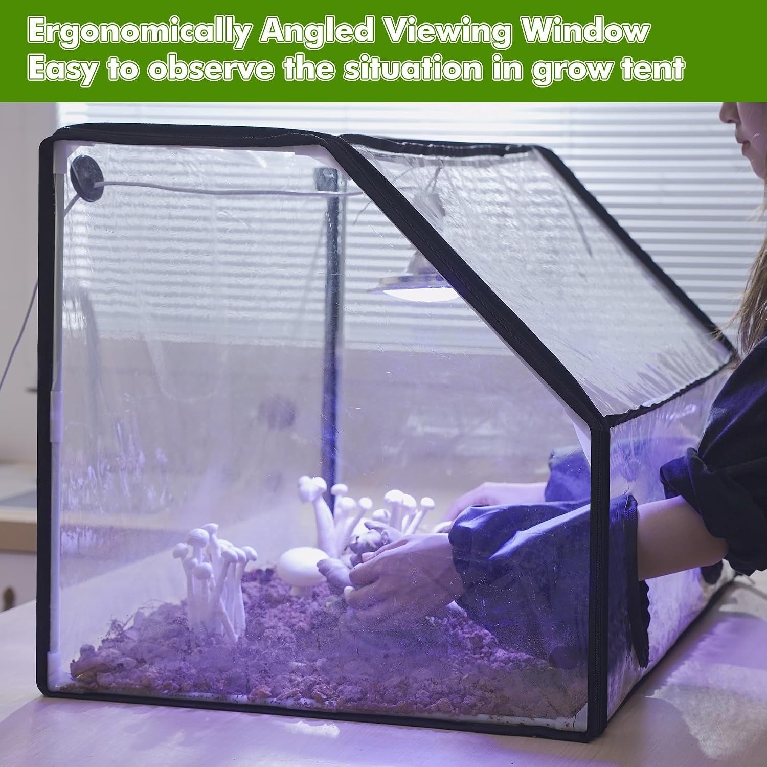 Mushroom Grow Tent and LED Growing Light Kit, 30 X 20 X 20 Inch Portable Large Still Air Box, Mycology Mushroom Growing Kit, Indoor Propagation Stations with 48 LED Mushroom Grow Lamp(Black)