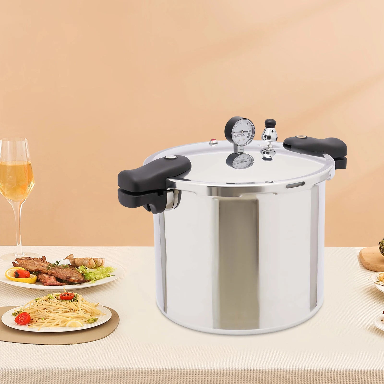 22L Large Capacities Pressure Cooker 90Kpa Commercial Aluminum Alloy Explosion-Proof Pressure Cooker for Gas Stoves 32*28Cm