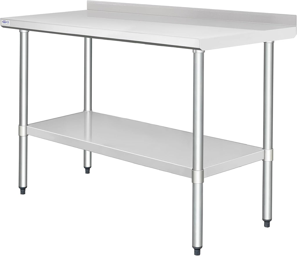 HARDURA Stainless Steel Table with Backsplash Metel Prep Table Commercial Kitchen Workbench 24X60 Inches NSF