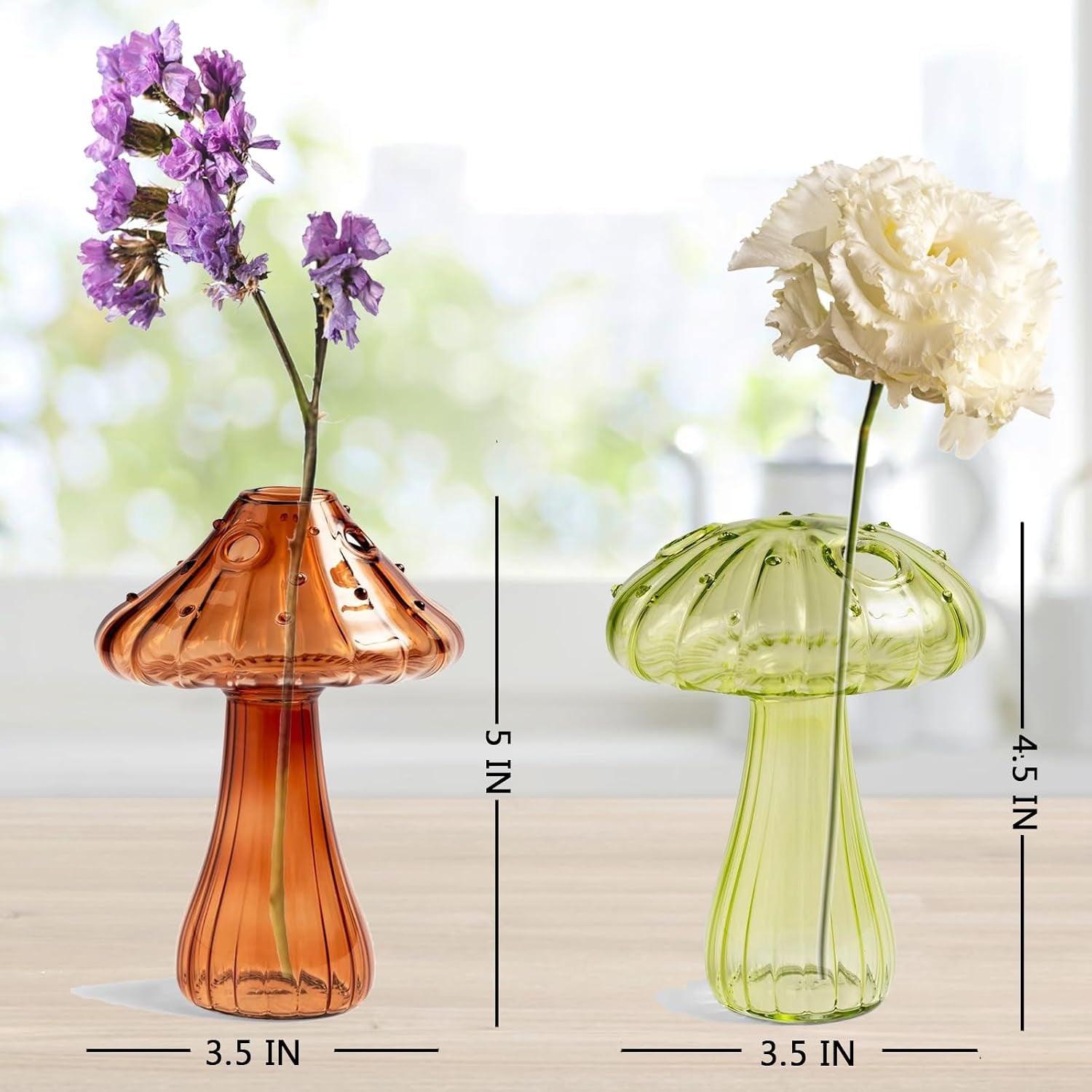 Mushroom Propagation Vase, Delicate Flower Vase Cottagecore Room Decor Hydroponic Bud Vase Unique Glass Vase for Home Kitchen Office Decorations