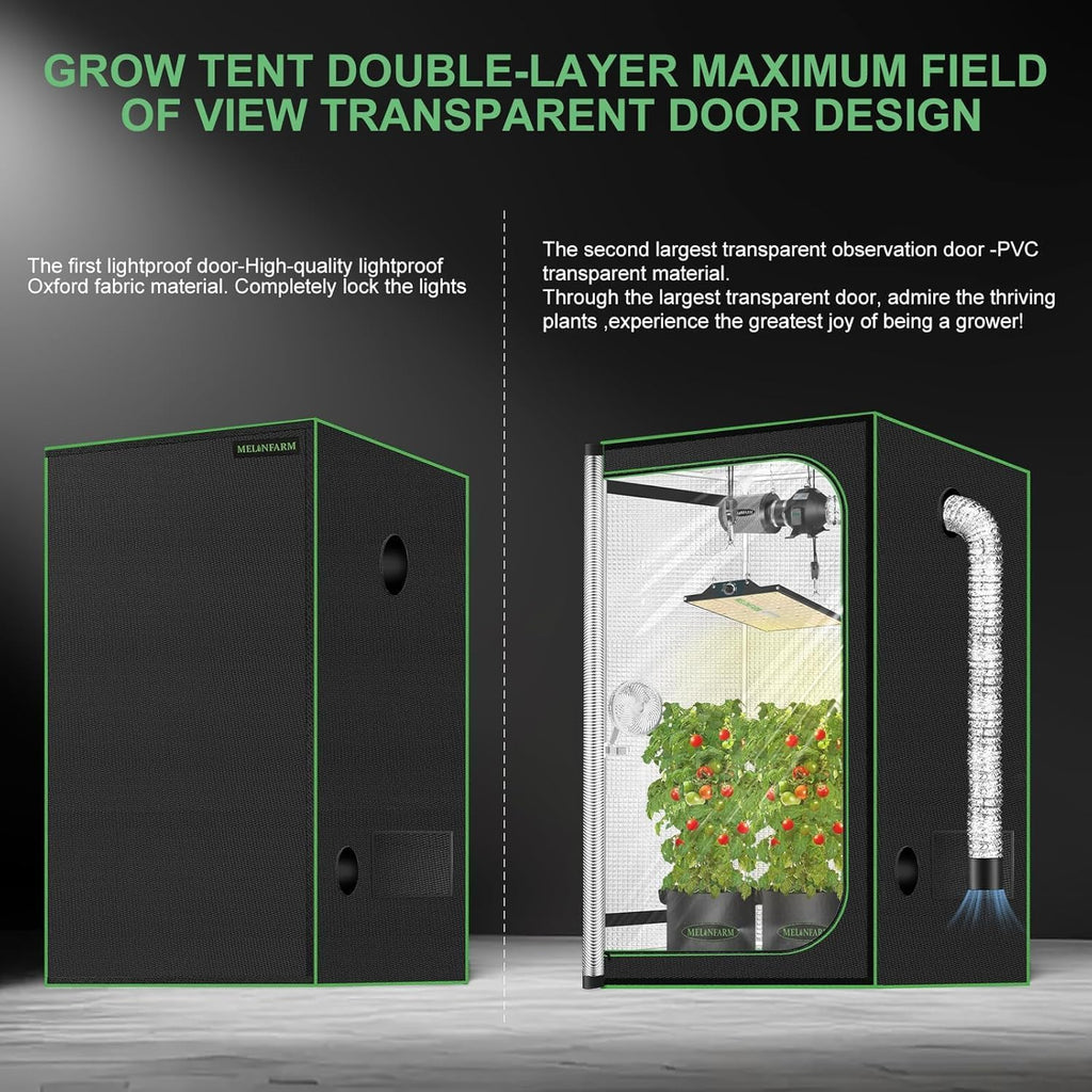 18"X18"X36" Grow Tent, Double Transparent Viewing Door Indoor Grow Tent, Growing Tent with High Reflective Mylar & Floor Tray, Plant Tent for Indoor Hydroponics Growing