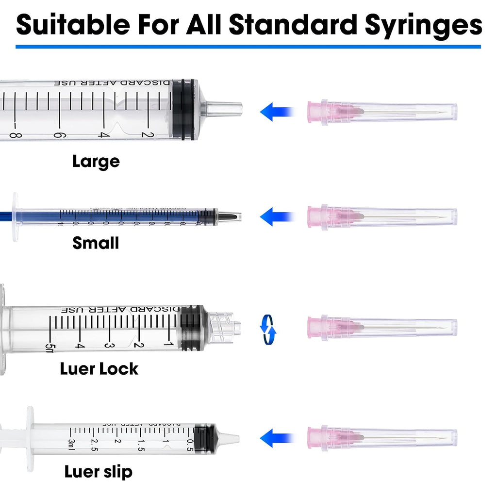 100 Pack 18 Ga 1 Inch Disposable Needles with Caps for Scientific and Industrial Dispensing Individually Wrapped