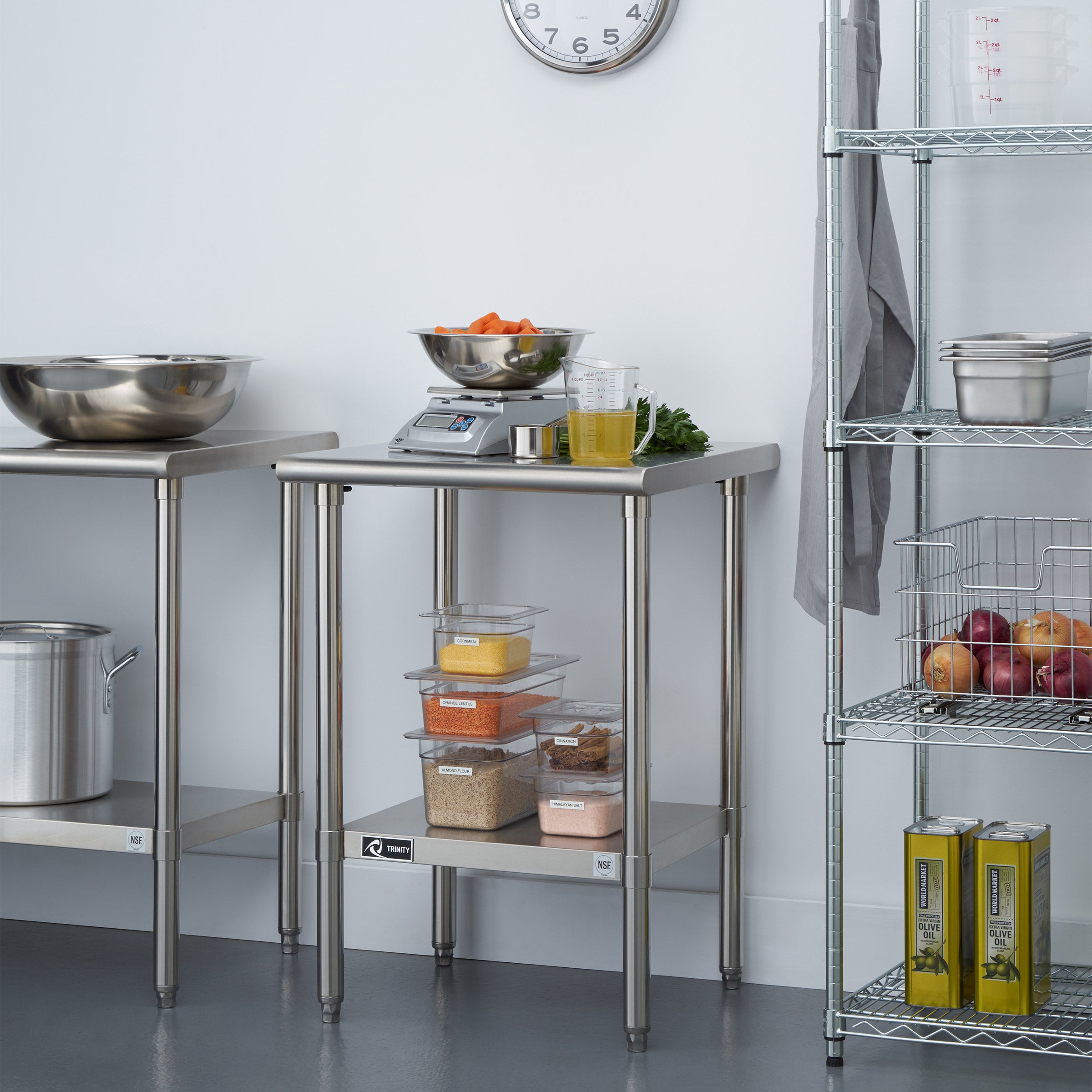 TRINITY Ecostorage NSF Certified Stainless Steel Table