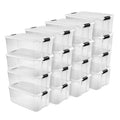 Ultra Latching Storage Tote - Clear Plastic - 16 Pack, 116 Quart
