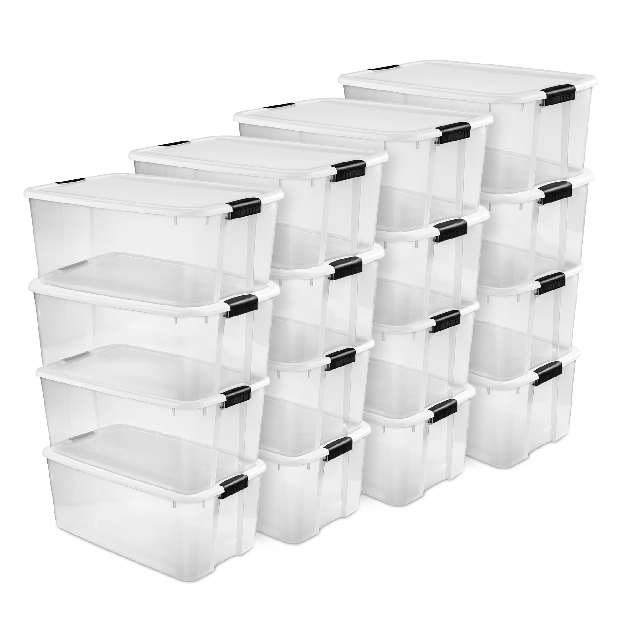 Ultra Latching Storage Tote - Clear Plastic - 16 Pack, 116 Quart