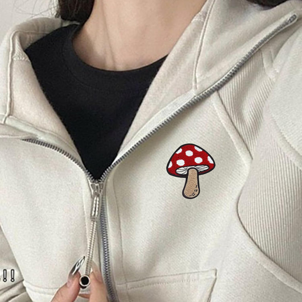 Cute Mushroom Patch Iron-On Patch –Suitable for Jackets, Shirts, and Backpacks