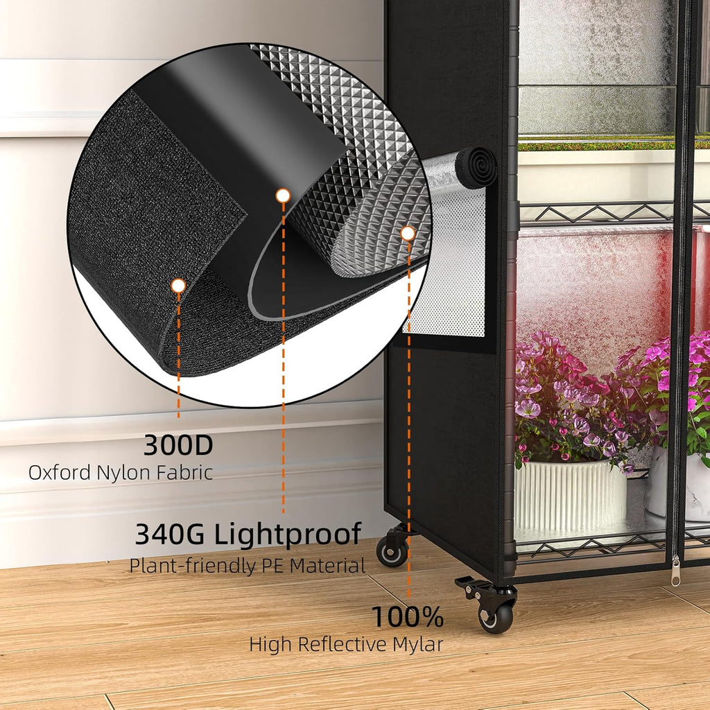 Indoor Greenhouse with Grow Light, 15.7" L×11.8" W×62.3" H with 48W