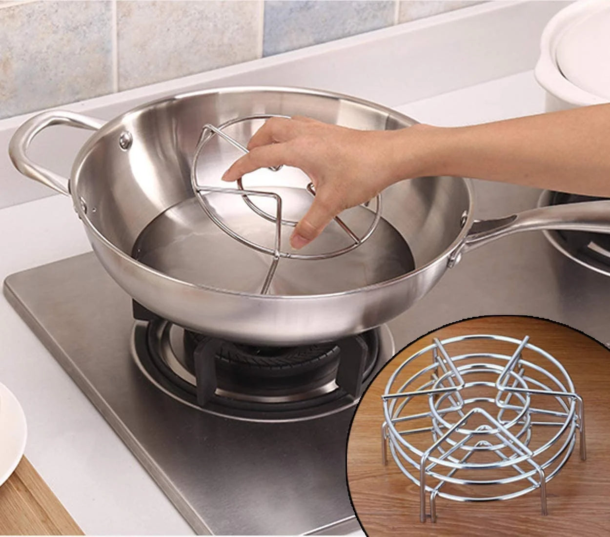 3 Pack 7 Inch Kitchen Trivet Stainless Steel Steaming Rack Pressure Cooker Steam Rack Stand,Steamer Baskets for Instant Pot Pressure Cooker by