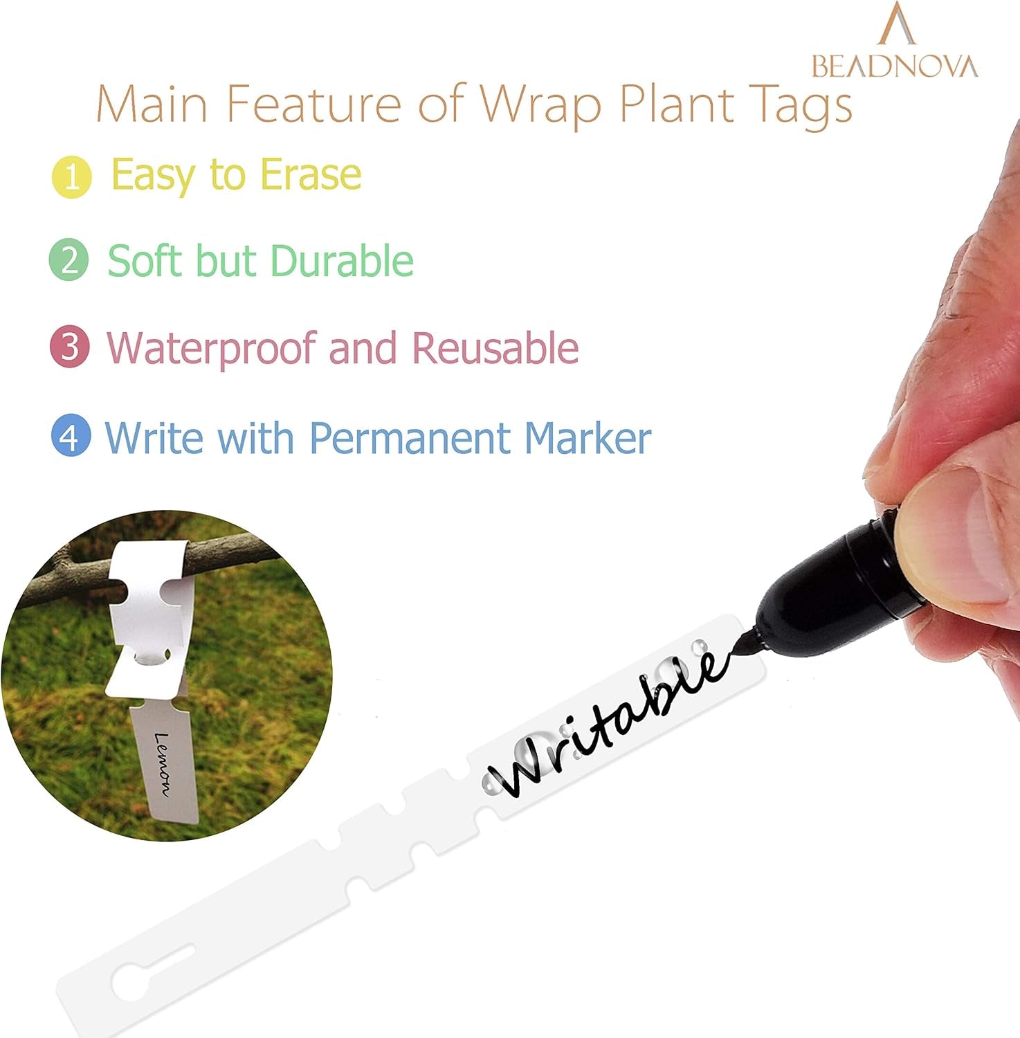 Tree Tags Plastic Plant Labels Wrap around Hanging Tags Tree Markers Signs Nursery Labels for Plants Garden (120Pcs, White)