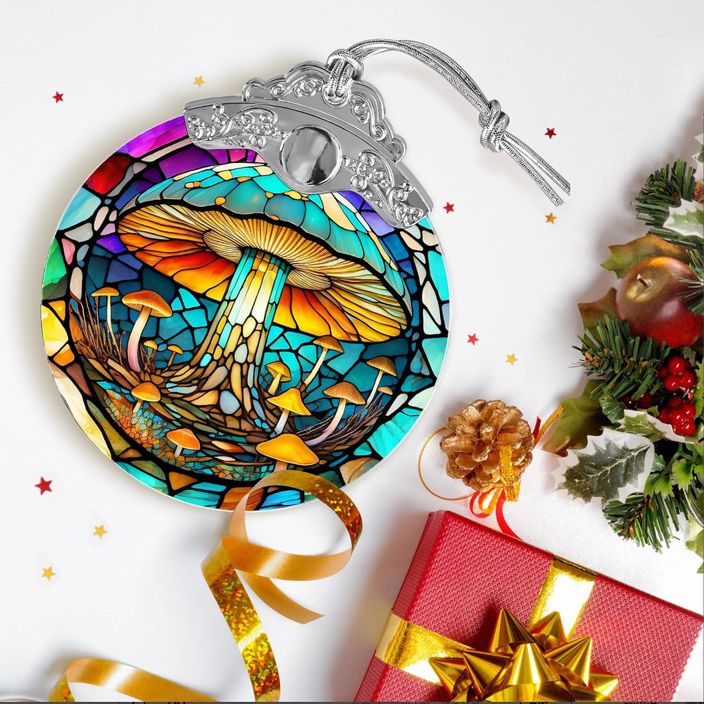 Stained Glass Suncatcher,  Mushroom Ornament, Christmas Ornaments, Holidays Ornaments, Christmas Tree Decor, Mushroom Decor for Home, Mushroom Gifts