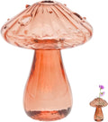 4.7" Brown Mushroom Vase Glass Decorative Mushroom Planter Propagation Station Small Flower Vase for Office Home Decor