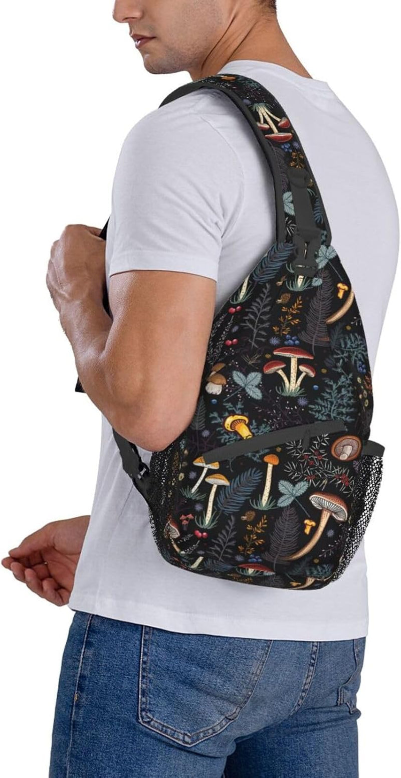 Mushroom Gifts Mushroom Backpack Crossbody Bag Sling Bag for Women Men Travel Hiking Daypack Chest Shoulder