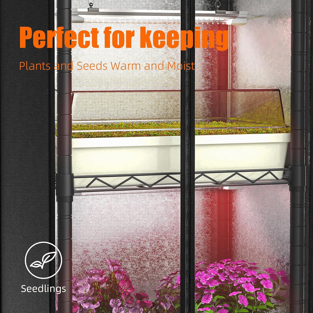 Indoor Greenhouse with Grow Light, 15.7" L×11.8" W×62.3" H with 48W