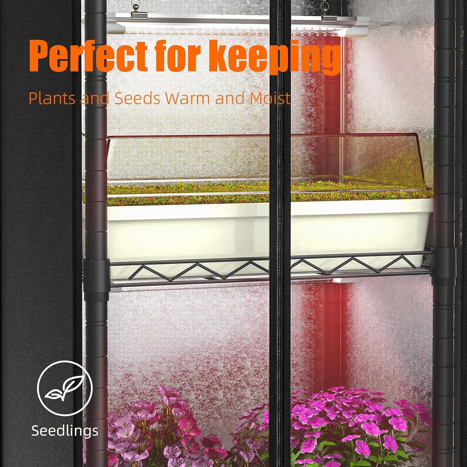Indoor Greenhouse with Grow Light, 15.7" L×11.8" W×62.3" H with 48W