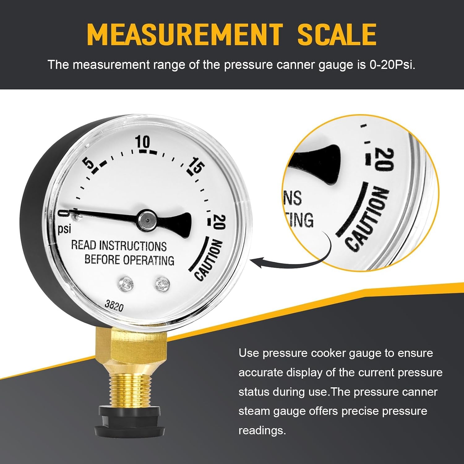 85729 Pressure Canner Steam Gauge Replacement for Presto Pressure Cooker Gauge Parts Fits Models 0175002 0175003 0175004 0178002 0178003 0178004 Pressure Canner Gauges