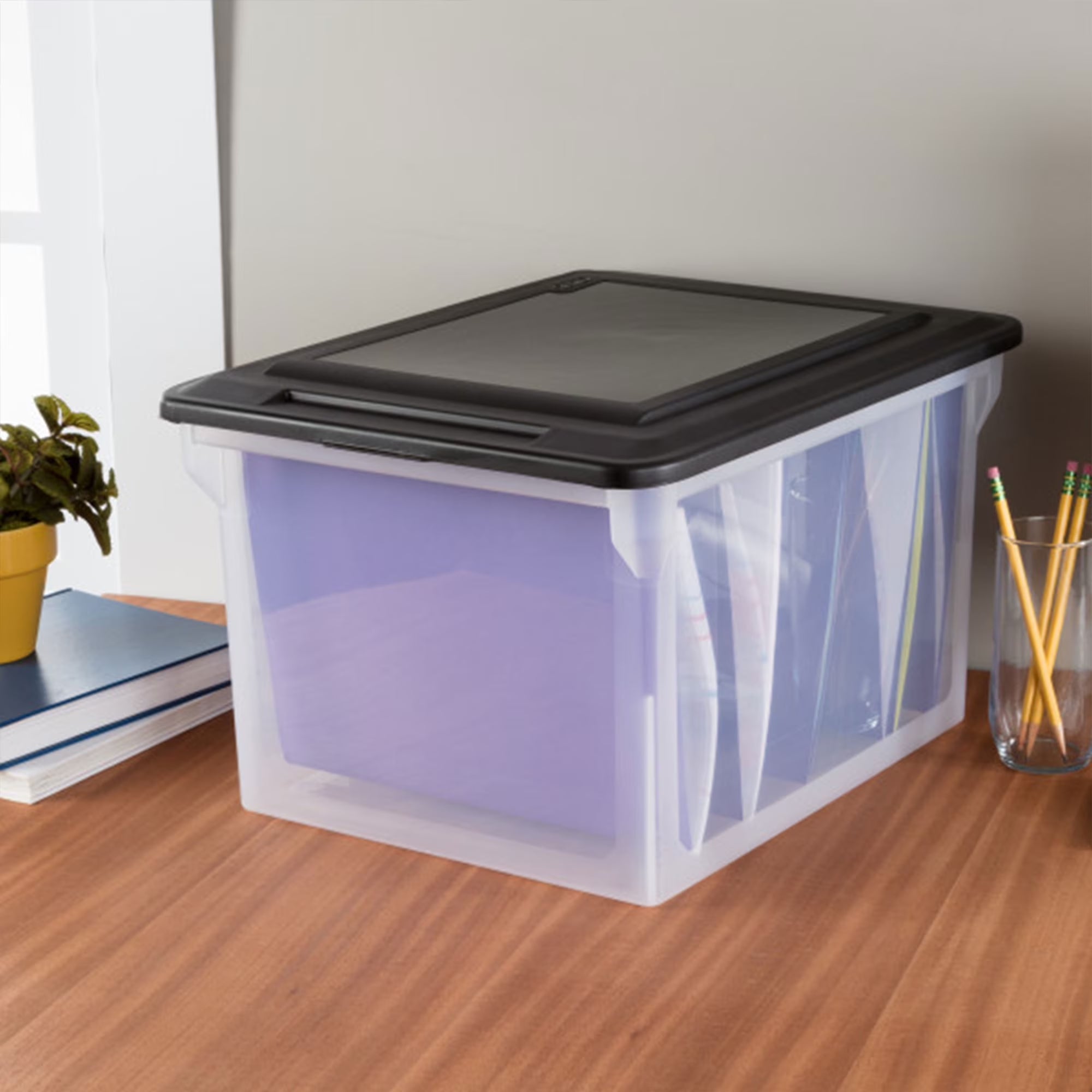 File Box - Clear Plastic Storage Bin - 8 Pack