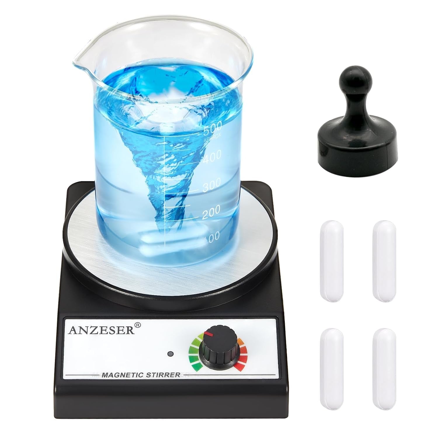 Magnetic Stirrer with 4PCS Stir Bars Set Stir Plate with Stir Bar Retriever (W/O Heating) 3000Ml Magnetic Mixer 3000RPM Lab Stirrer