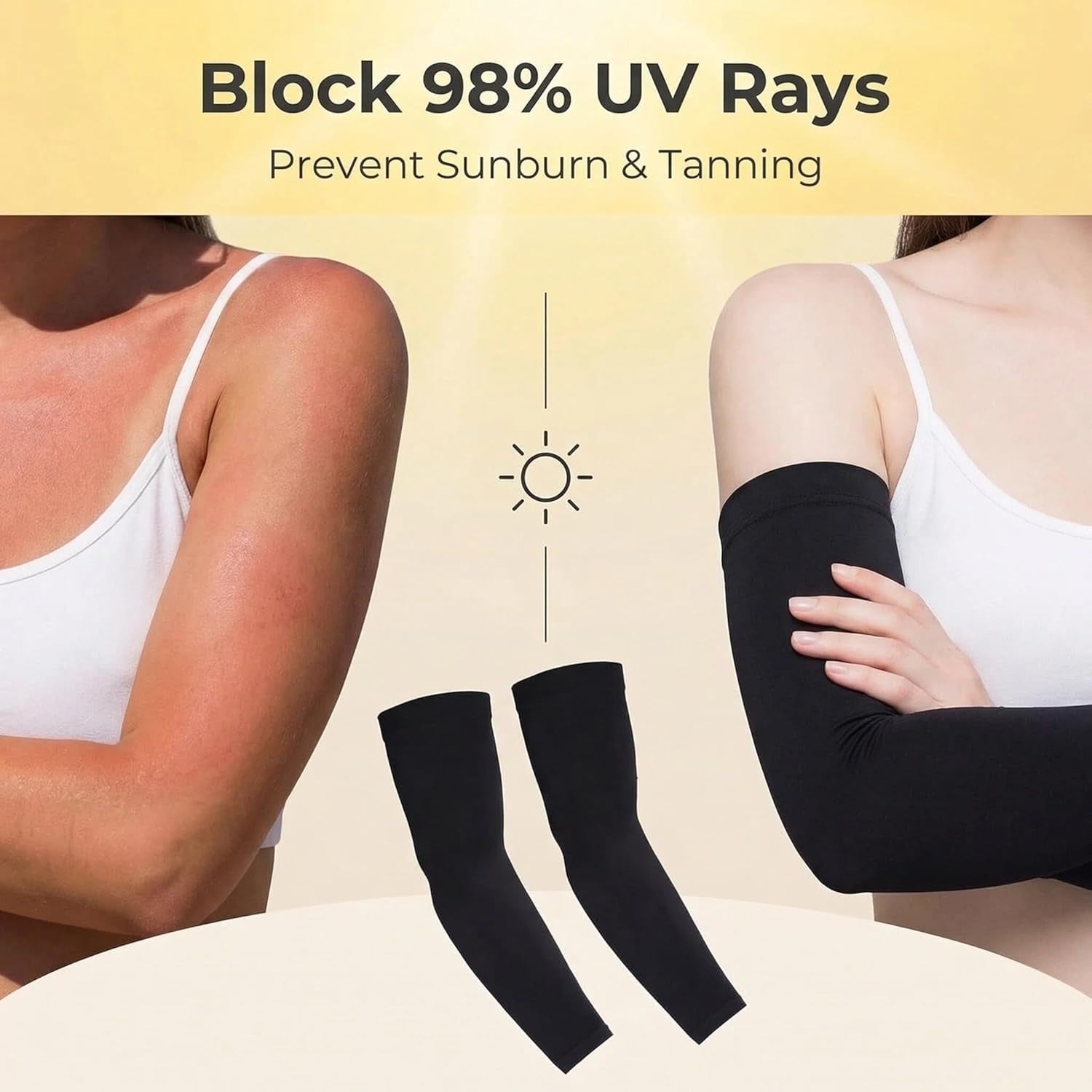 2 Pairs Arm Sleeves Compression UV Protection Cooling Sun Sleeves Tattoo Cover up Basketball Arm Sleeves Football
