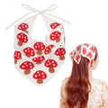 Crochet Bandana Headband Head Scarf Hairband for Women Girls White Knitted Mushroom Hair Accessories for Festival 80S Hair Styling Decor