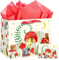 Mushroom Gift Bag for Mushroom Party Decoration Mushroom Birthday Gift Bag with Tissue Papers and Card Mushroom Themed Wrapping Bags Squirrel Owl for Boys Girls Xmas Jungle Party Christmas Baby Shower