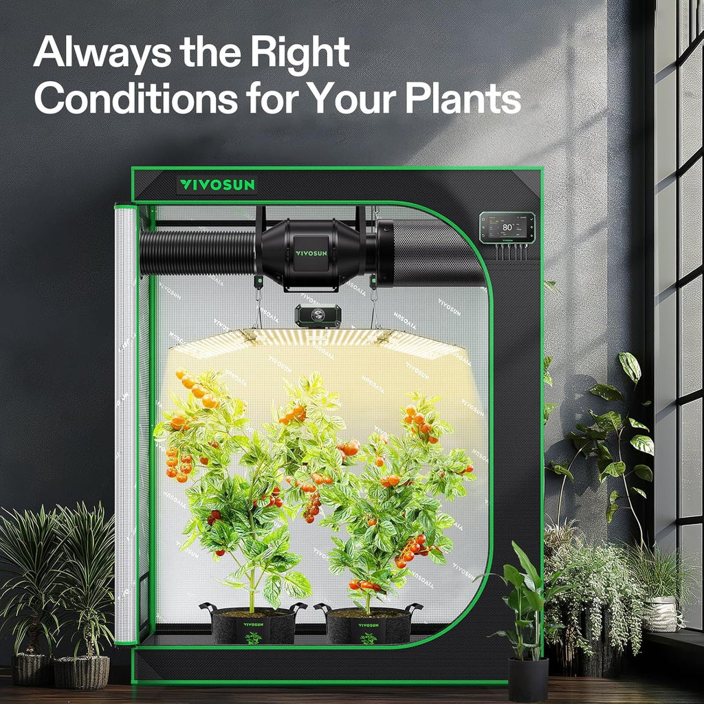 VIVOSUN Smart Grow Tent Kit 4 × 2Ft, 24“X 48” 2-Plant Wifi-Integrated Automatic Grow System with 200W Full Spectrum LED Grow Light, Efficient Ventilation System with Growhub E42A+ Controller