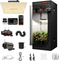 Grow Tent Kit 2X2X5Ft Complete System, SF1000D Bridgelux Diodes Full Spectrum LED Grow Light 24"X24"X55" Indoor 1680D Tent with 4" Ventilation System & GGS Controller