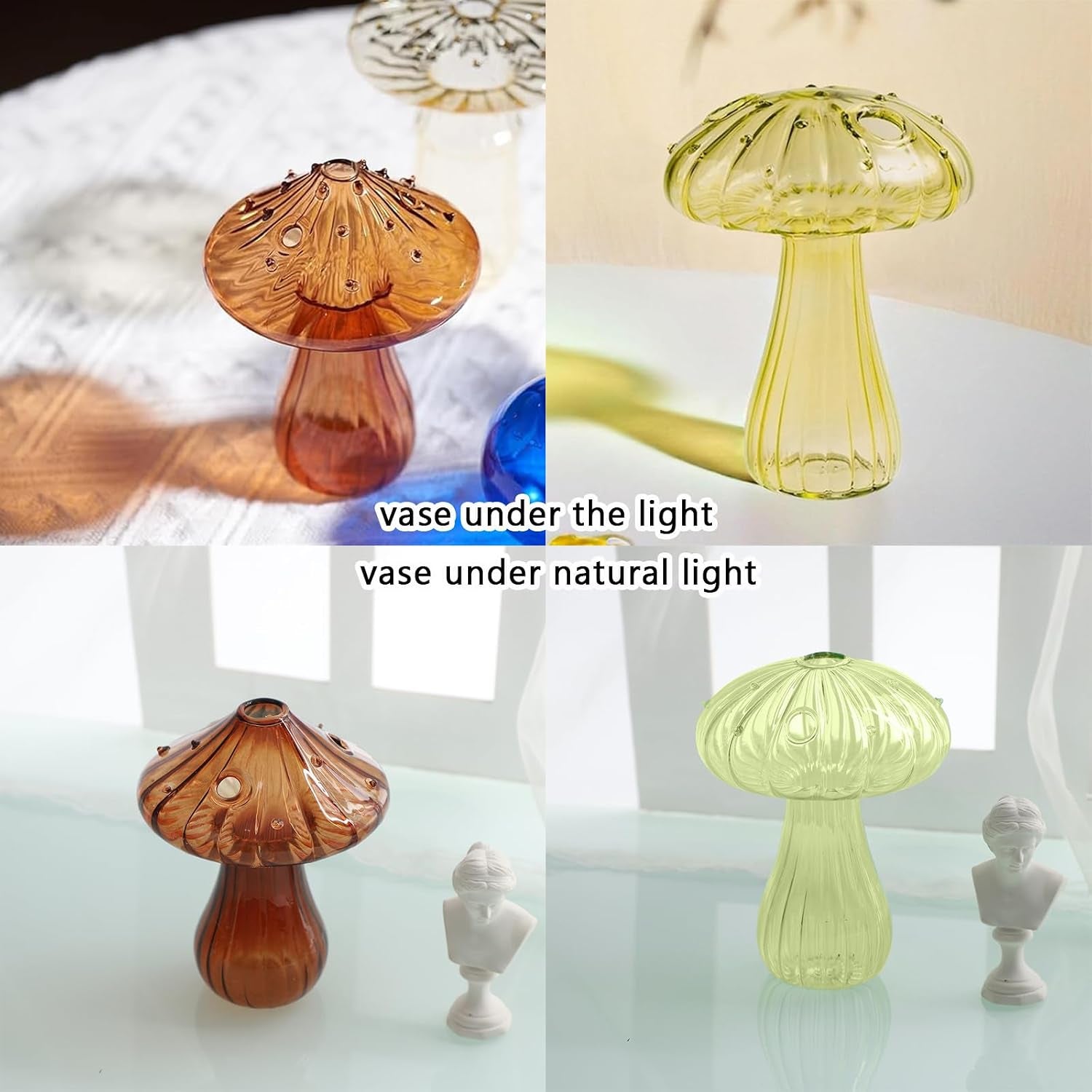 Mushroom Propagation Vase, Delicate Flower Vase Cottagecore Room Decor Hydroponic Bud Vase Unique Glass Vase for Home Kitchen Office Decorations