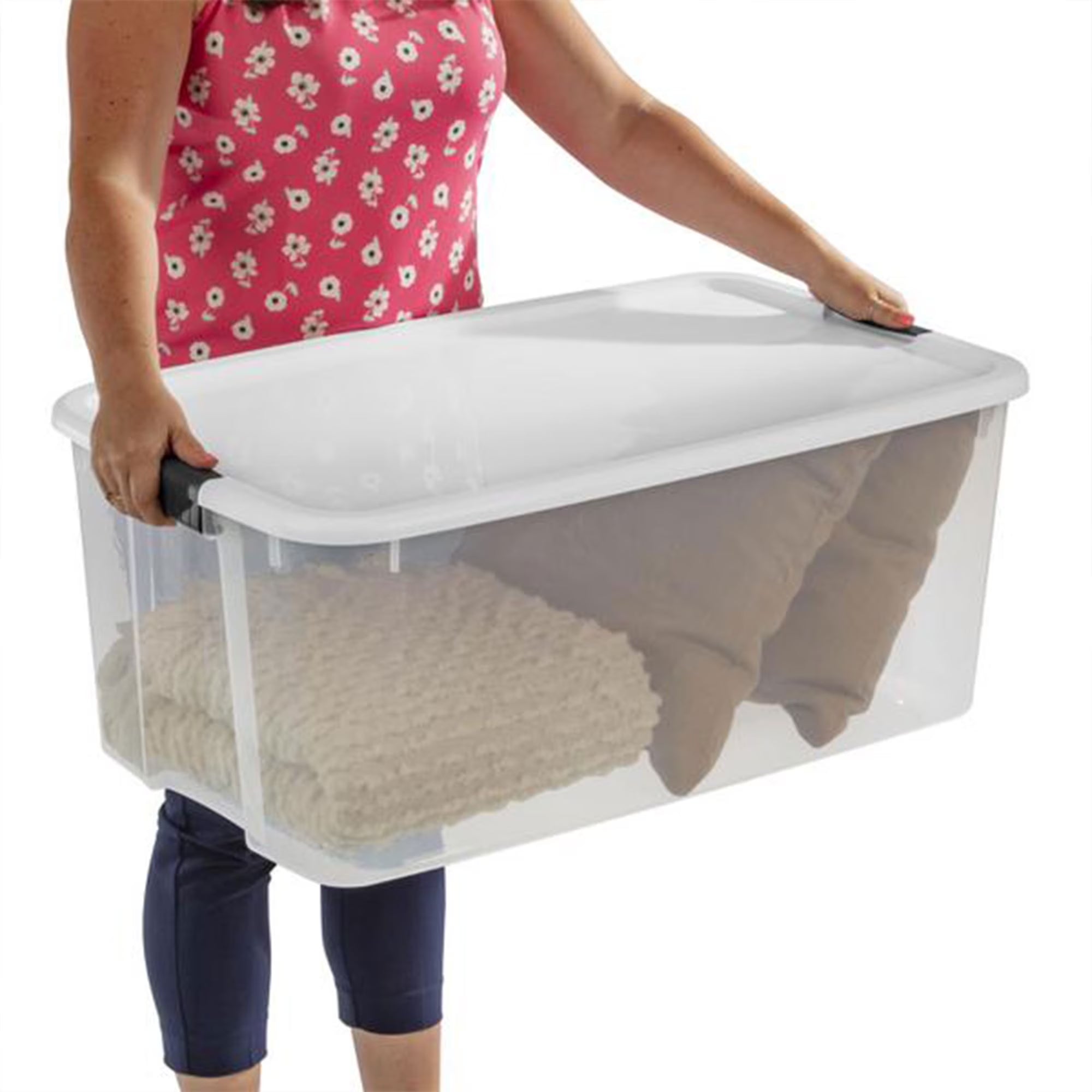 Ultra Latching Storage Tote - Clear Plastic - 16 Pack, 116 Quart