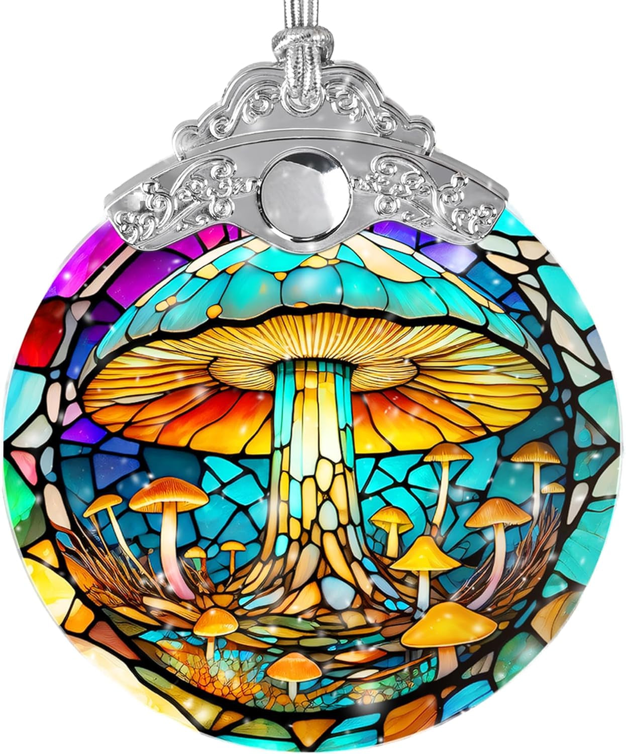 Stained Glass Suncatcher,  Mushroom Ornament, Christmas Ornaments, Holidays Ornaments, Christmas Tree Decor, Mushroom Decor for Home, Mushroom Gifts