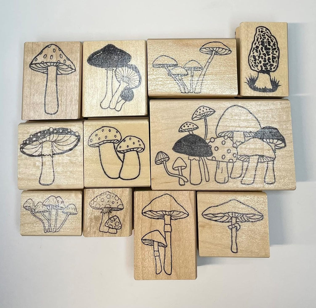Mushroom Rubber Stamp Set, with Morel Mushroom
