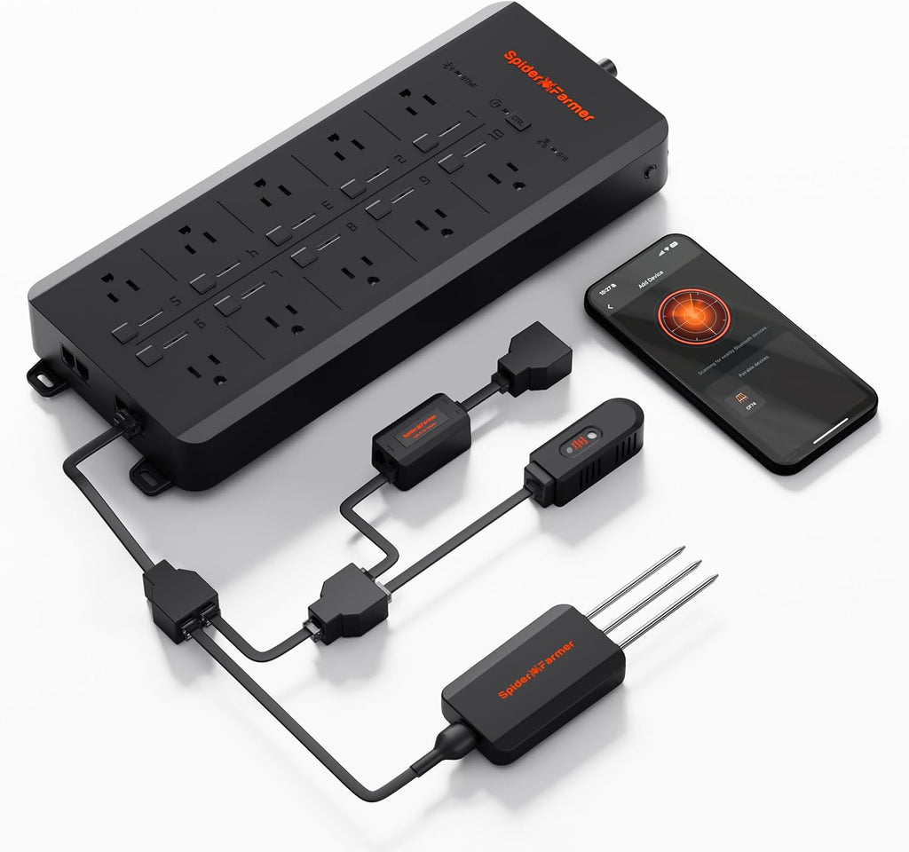 Grow Tent Clip Fan 6" with GGS AC10 Power Strip Kits Smart App-Based Controls Outlets